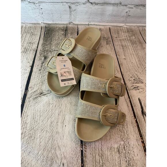 TIME AND TRU Women's Dress Comfort Footbed Adjustable Slide Sandals / Size: 6 - Picture 1 of 9